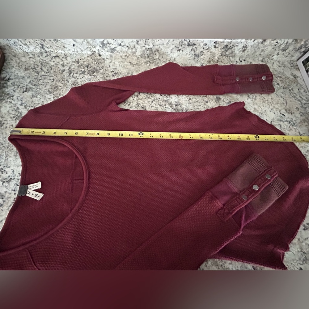 Free People We The Free Sunnie Valley Cuff Thermal Top Boho Maroon Rust Size M - Picture 14 of 14